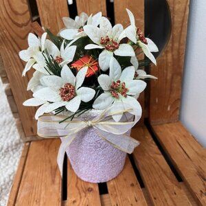 Silk Poinsettia Bouquet Arrangement